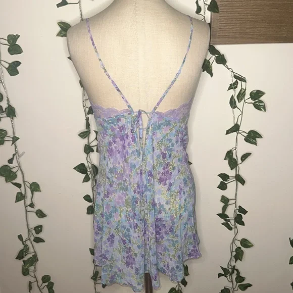 Victoria’s Secret Floral Print Lace Top Slip Dress RARE FROM 2000 - Picture 2 of 5